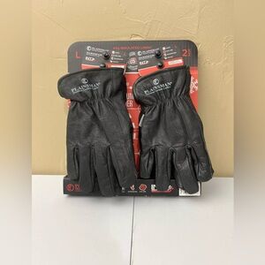 Plainsman Fleece Lined Cowhide Leather Work Gloves 2 Pairs Large
Black